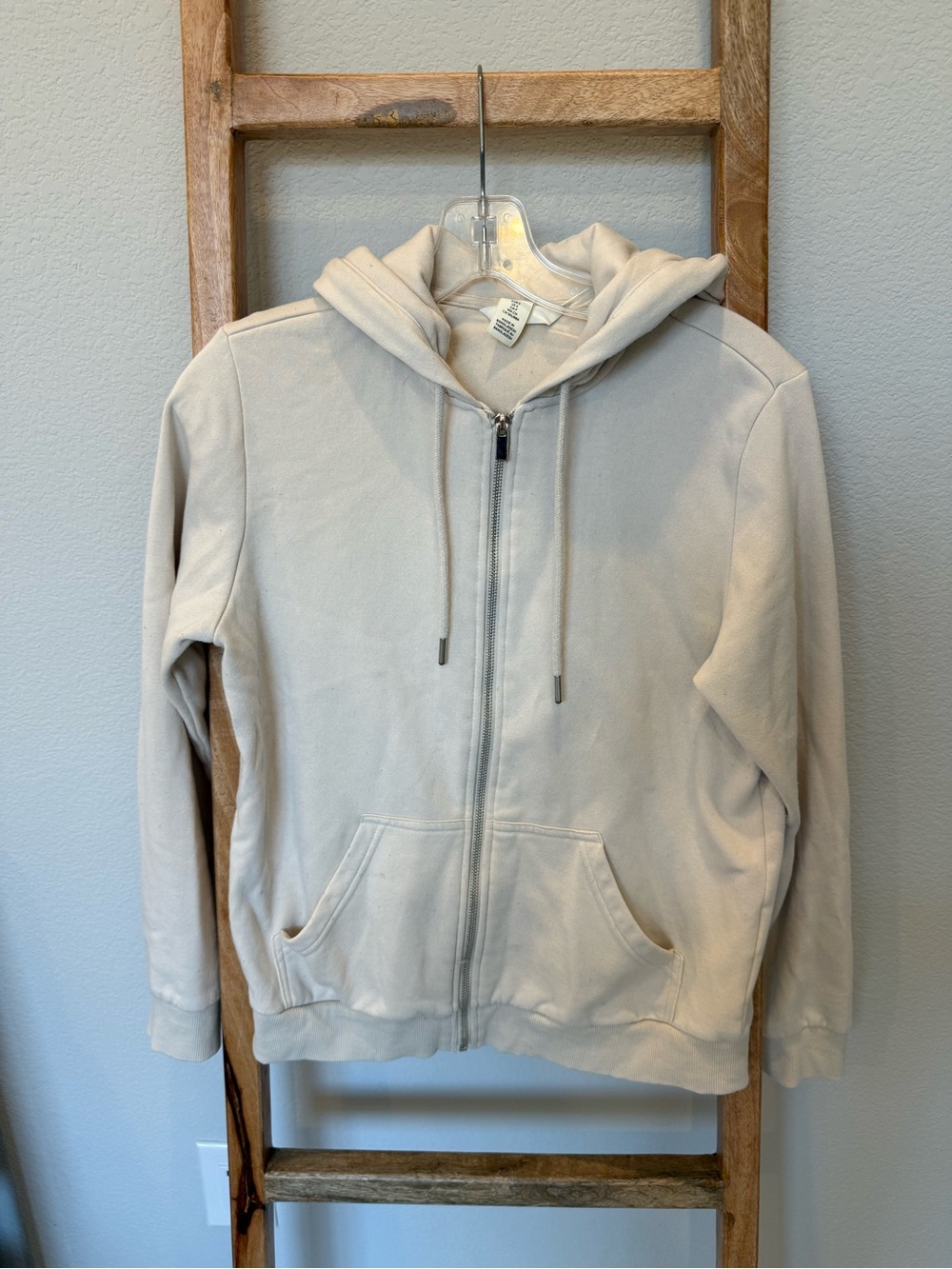 H&M Cream Zip-Up Hoodie with Drawstring